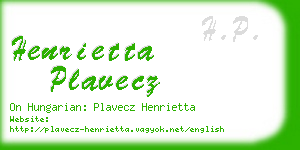 henrietta plavecz business card